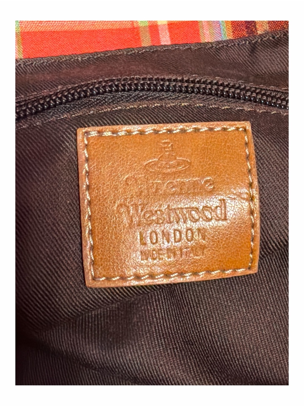 Vivienne Westwood Vintage Orange Tartan Canvas Accord Tote Bag - Made in Italy - Picture 7 of 10